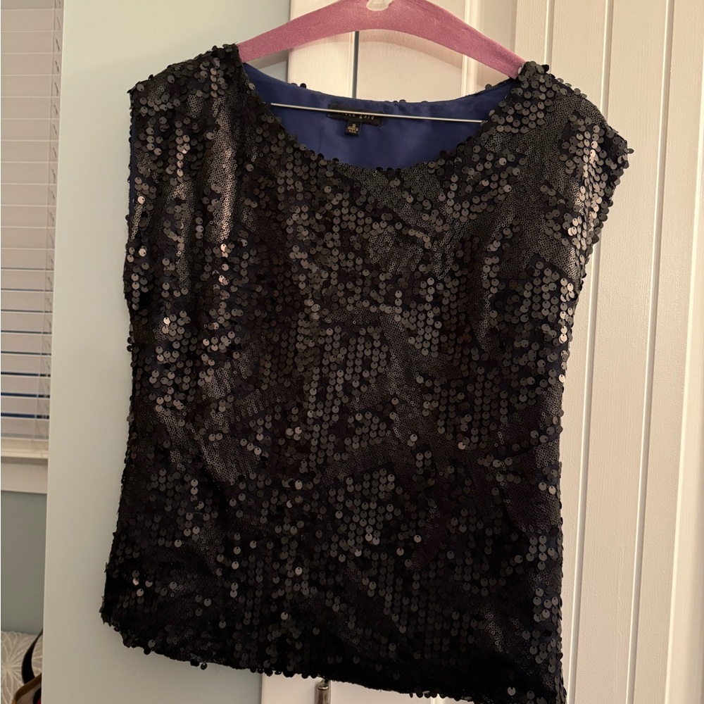 Black gold sequin blouse. Perfect for a night out